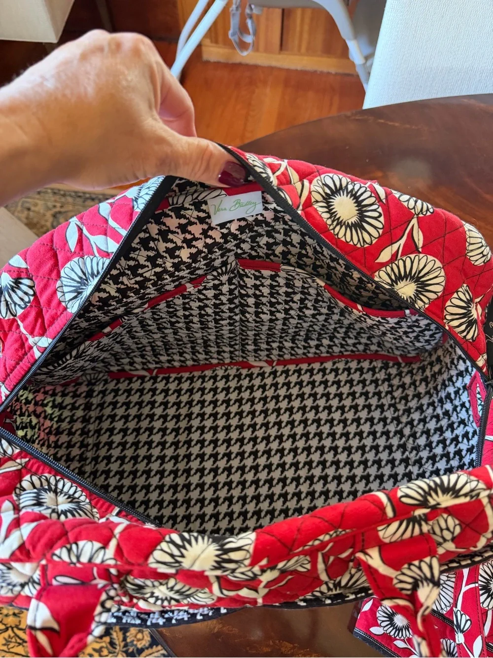 Vera Bradley Red Quilted Floral Tote, Shoulder Bag & Wristlet Set